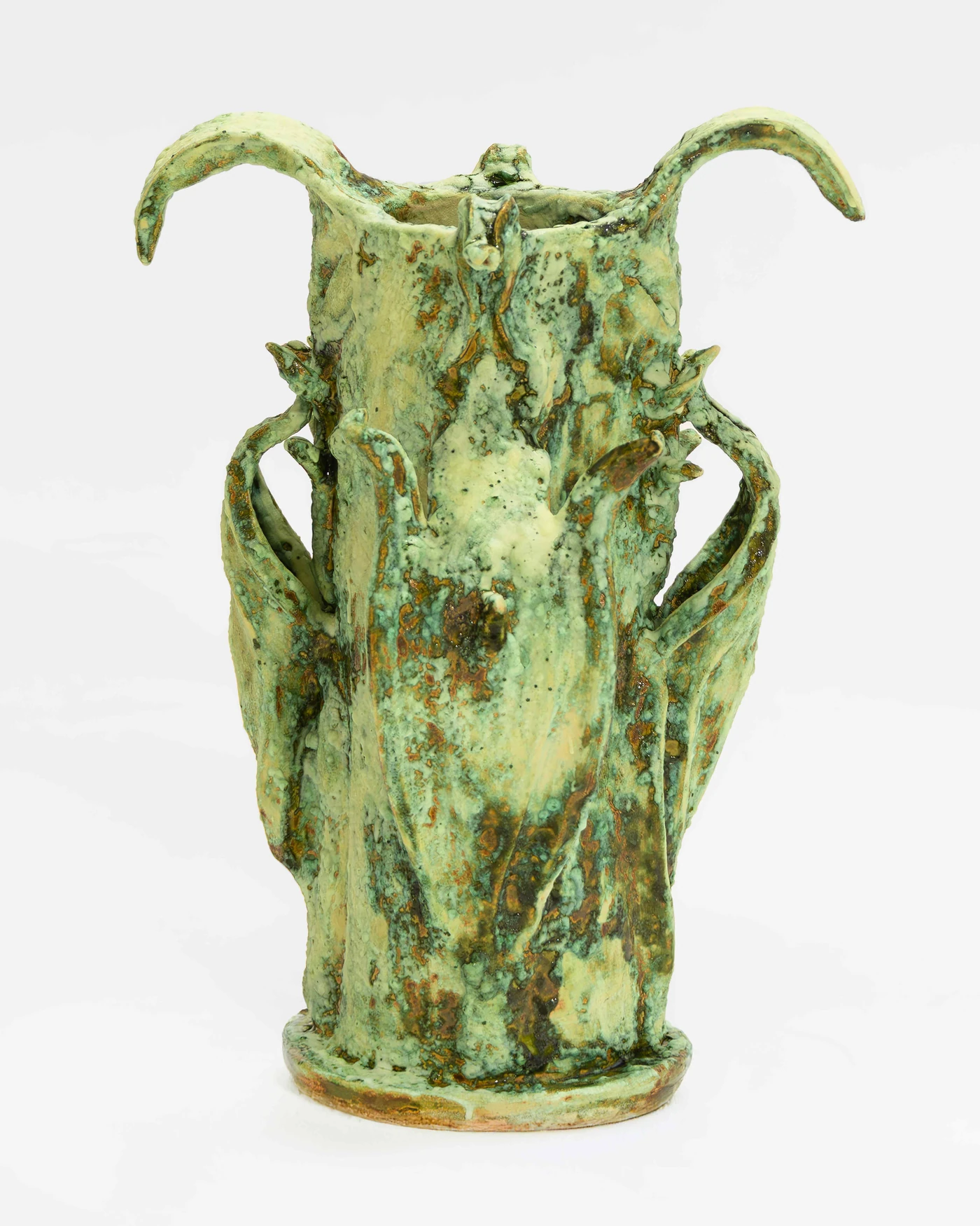 Axis Mundi II (detail), 2024, earthenware and phosphorescent glazes