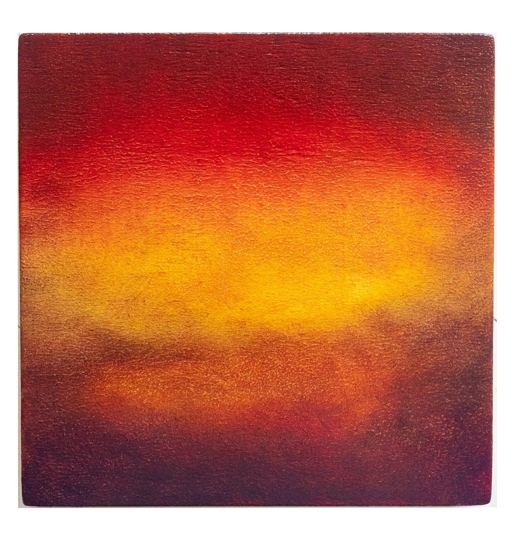 Fire Landscape, 2025, oil on wood, 20 × 20 cm
