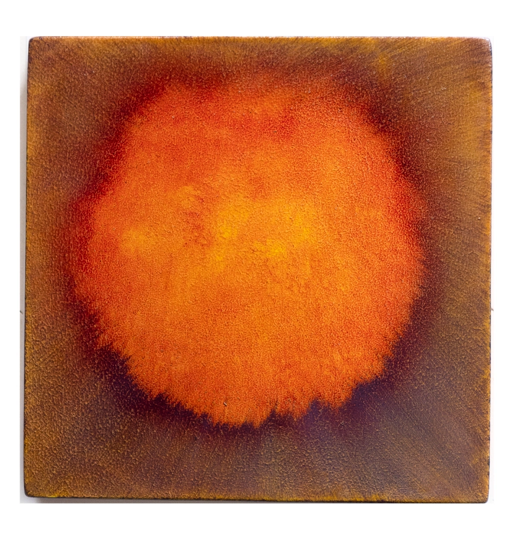Under the Fire, 2025, oil on wood, 20 × 20 cm