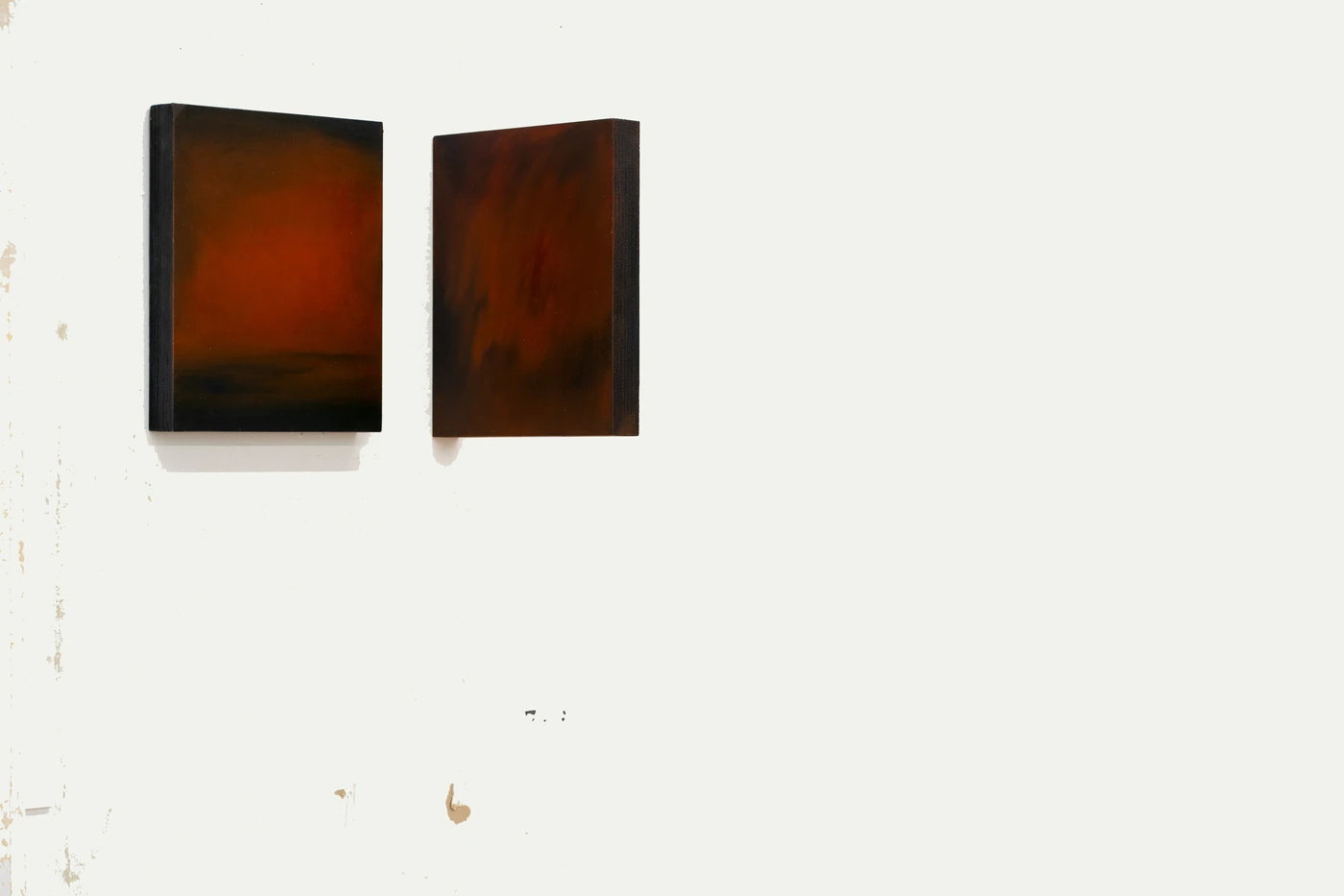 Feu volé aux Dieux series, 2023, oil on wood. Installation view.