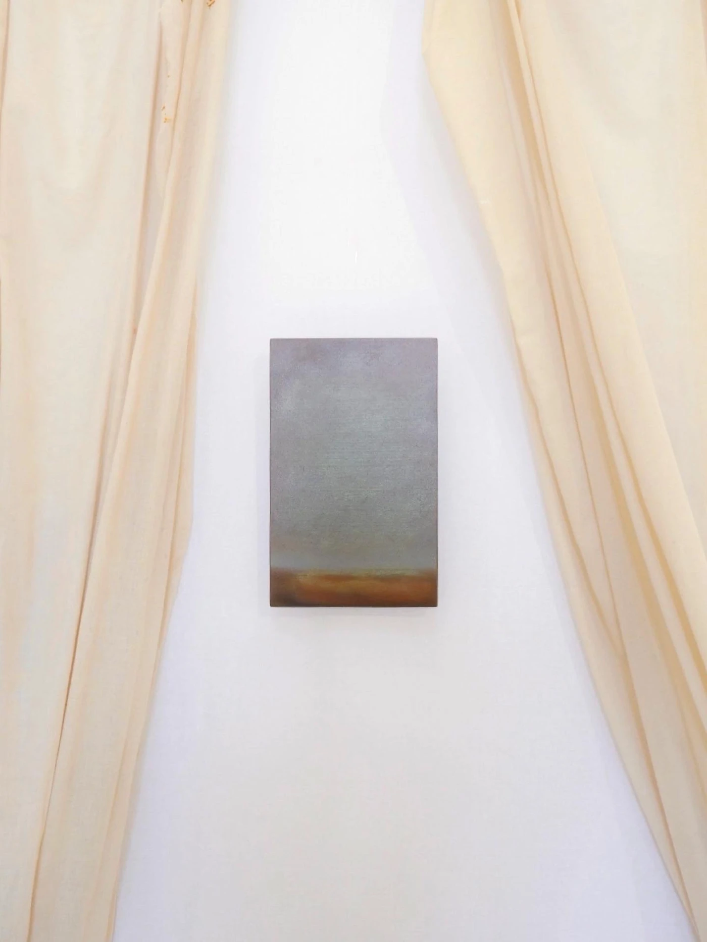 The end of the day or just the beginning, 2026, oil on wood, 40 × 25 cm.